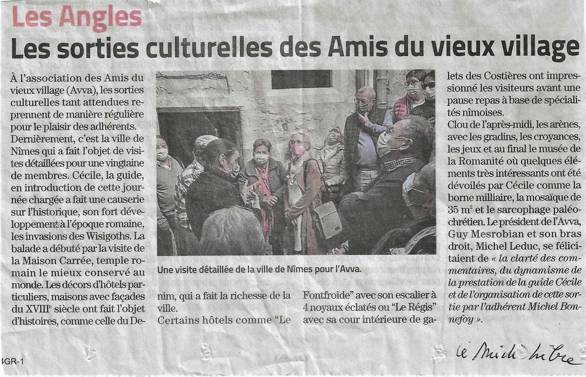 Article midi libre sortie nimes